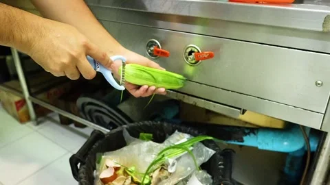 Peeling Cucumber in Bangkok Kitchen 库存影片 317663031