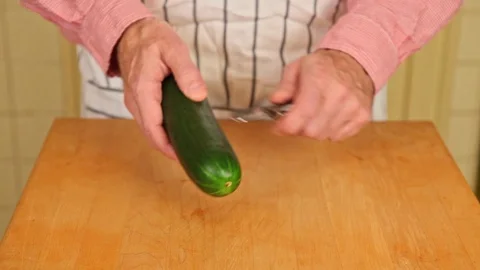 Peeling a Cucumber Stock Footage 126655197