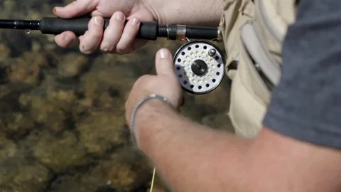 Peeling Fly Line on River Stock Footage 99798639