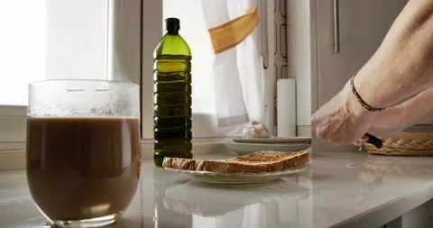 Peeling garlic for Mediterranean breakfast Stock Footage 328598714