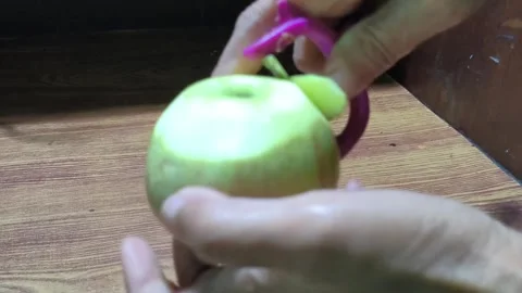 Peeling Green Apple With Tool Close Up Stock Footage 330517241