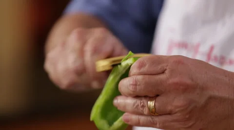Peeling A Green Pepper Stock Footage 27295870