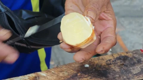 Peeling off ice apple fruit Stock Footage 282325355