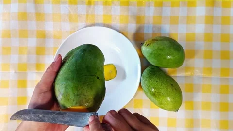 Peeling Mango Stock Footage 288995228