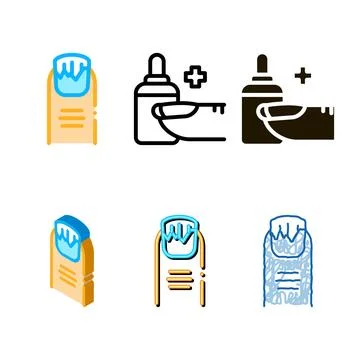 Peeling nails multistyle icon vector outline Stock Illustration