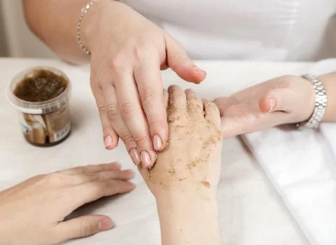 Peeling or moisturizing procedure Stock Photos