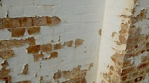 Peeling paint on brick Stock Footage 108621202