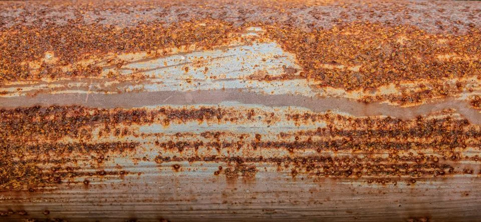 Peeling paint texture on rusty iron Stock Photos