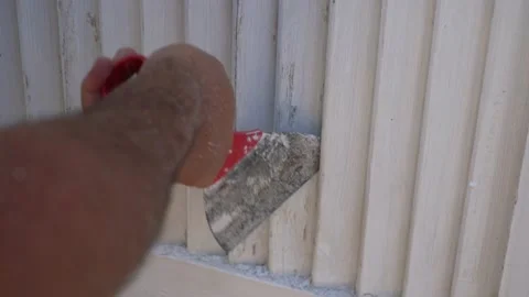 Peeling paint off wooden surface Stock Footage 133565619