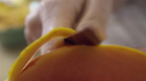 Peeling a Papaya fruit. 4K UHD. Stock-Footage 49739342