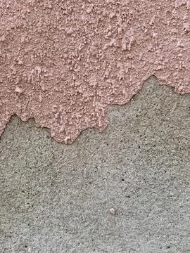 Peeling Pink Plaster Wall Texture with Rough Concrete Background Stock Photos