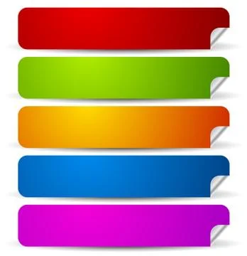 Peeling rounded rectangle stickers with empty space. Vector. Stock Illustration