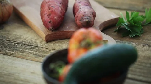 Peeling Sweet Potato  Stock Footage 93387757
