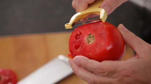 Peeling A Tomato Stock Footage 27297343