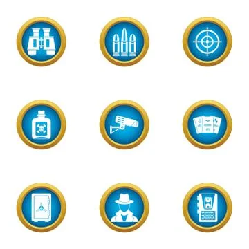 Peep icons set, flat style Stock Illustration