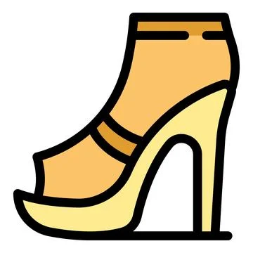 Peep toe platform high heel shoe with ankle strap icon vector outline Stock Illustration