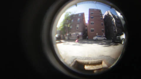 Peephole - Man Walking By Stock Footage 38375829