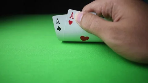 Peeping two aces cards Stock Footage 289036476