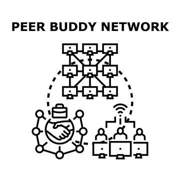 Peer buddy network connecting people for support and collaboration イラスト素材