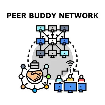 Peer buddy network connecting people for support and collaboration Stock Illustration