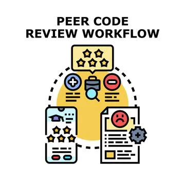 Peer code review workflow concept for software development 库存插图