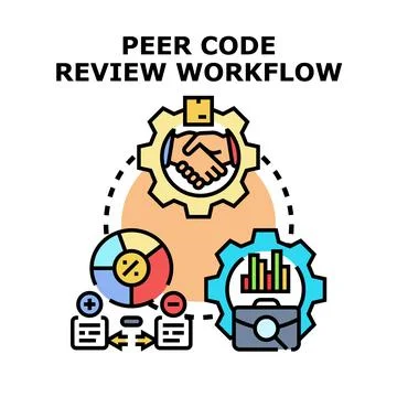 Peer code review workflow process management Stock Illustration