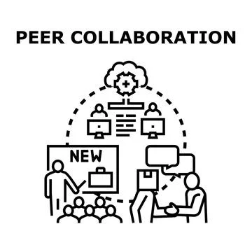 Peer collaboration concept creating new business ideas Stock Illustration