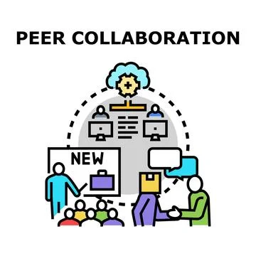 Peer collaboration concept creating new business ideas Stock Illustration