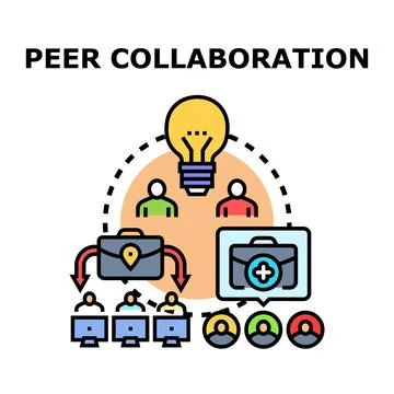 Peer collaboration process developing new business ideas 스톡 일러스트