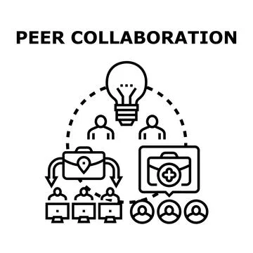 Peer collaboration process developing new business ideas Stock Illustration