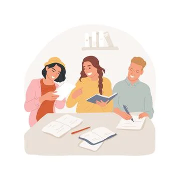 Peer help isolated cartoon vector illustration. Ilustración de archivo