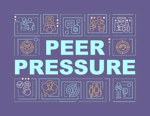 Peer influence word concepts dark purple banner Stock Illustration