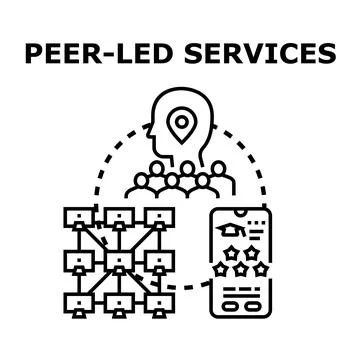 Peer led services concept with group and network Stock Illustration
