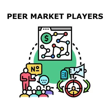 Peer market players developing online business strategy Ilustração Stock