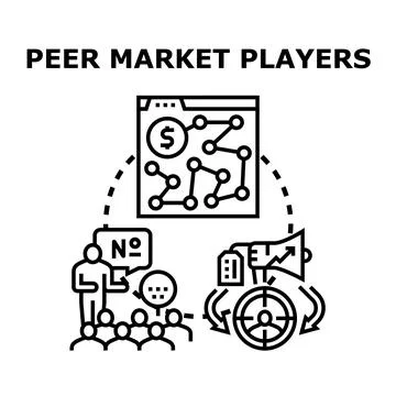 Peer market players developing online business strategy Ilustração Stock