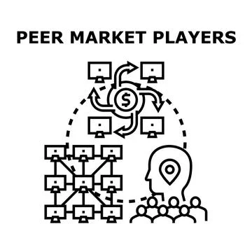 Peer market players engaging in collaborative network transactions Ilustração Stock