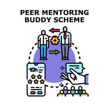 Peer mentoring buddy scheme developing career growth Ilustração Stock