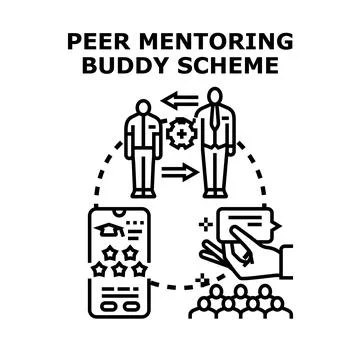 Peer mentoring buddy scheme developing career growth Stock Illustration