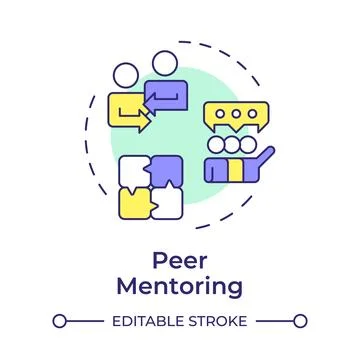 Peer mentoring multi color concept icon Stock Illustration