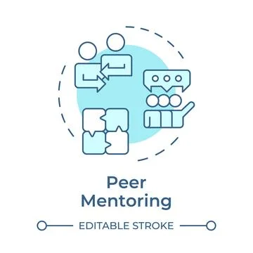 Peer mentoring soft blue concept icon Stock Illustration