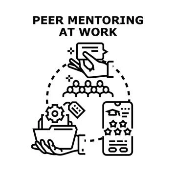 Peer mentoring at work concept vector illustration Stock Illustration