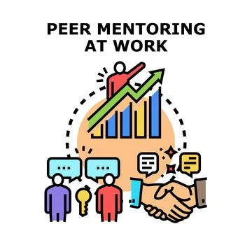 Peer mentoring at work process promoting professional growth Ilustração Stock