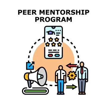 Peer mentorship program concept linking education guidance 스톡 일러스트