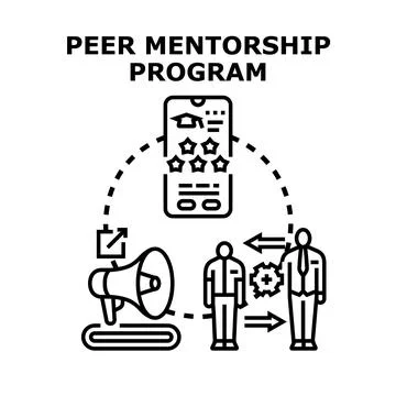 Peer mentorship program concept linking education guidance Stock Illustration