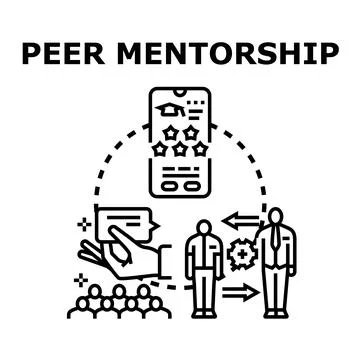 Peer mentorship program offering guidance and experience Illustration
