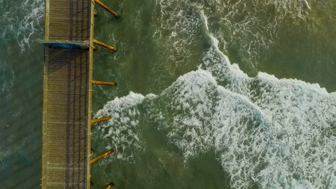 Peer on the ocean with waves Rosarito Baja California Mexico Beach Resorts Ae Stock Footage 98227273