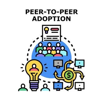 Peer to peer adoption fostering collaborative network sharing Ilustração Stock