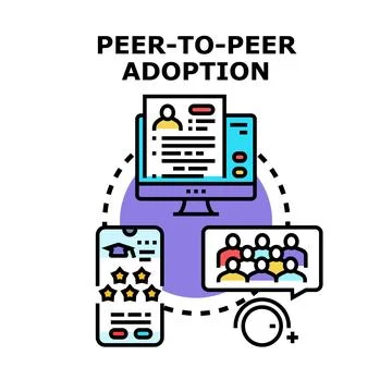 Peer to peer adoption process with community support Stock Illustration