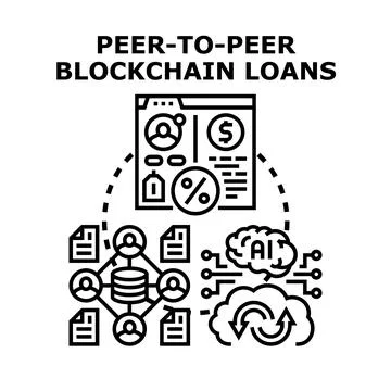 Peer to peer blockchain loans network managing digital credit Stock Illustration