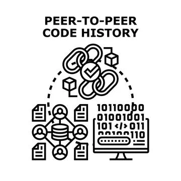 Peer to peer code history distributed technology concept Stockillustratie